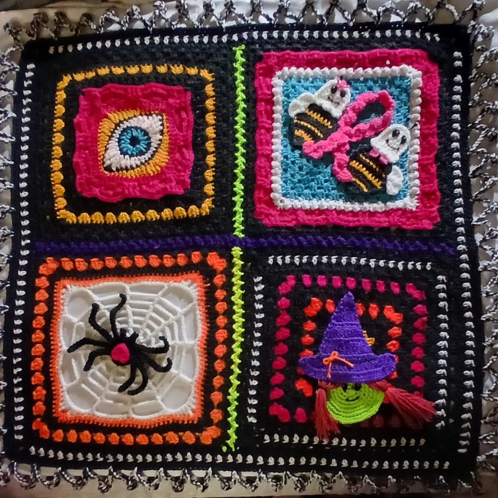 Colorful Halloween Crochet Handmade Blanket